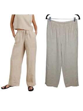 Rails Emmie Wide Leg Pants Size Medium Heathered Flax 100% Linen Neutral